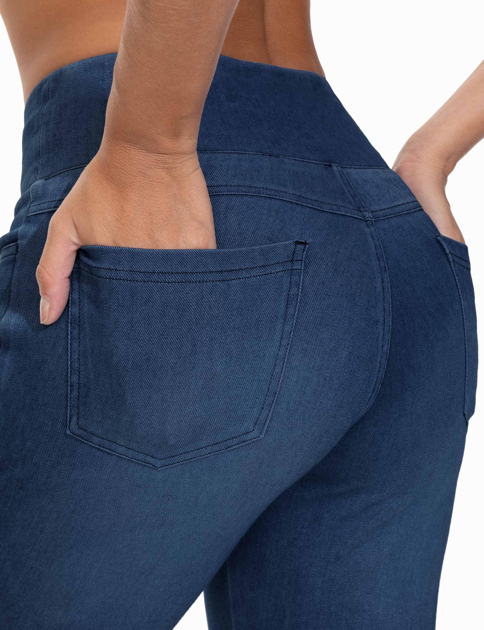 THE GYM PEOPLE Jeans da donna a campana con controllo della pancia, a vita alta, gamba larga, pantaloni svasati Jeggings con tasche