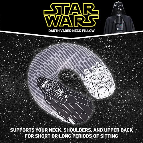 Miniatura 3 de FUL Star Wars Darth Vader and Storm Trooper - Almohada de viaje para el cuello para avión, coche y oficina, cómoda y transpirable, color gris