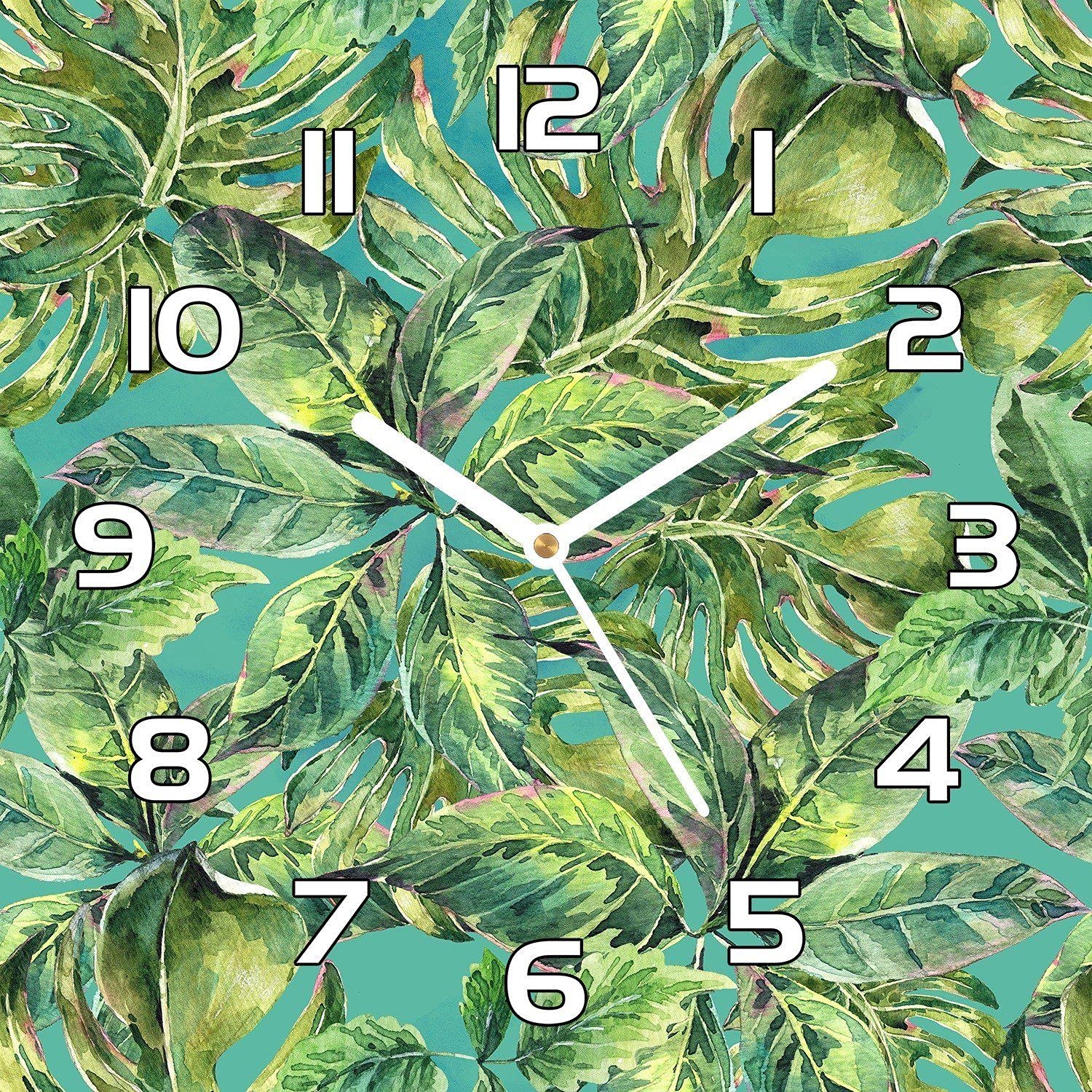 Horloge murale en verre 30x30 cm avec aiguilles blanches