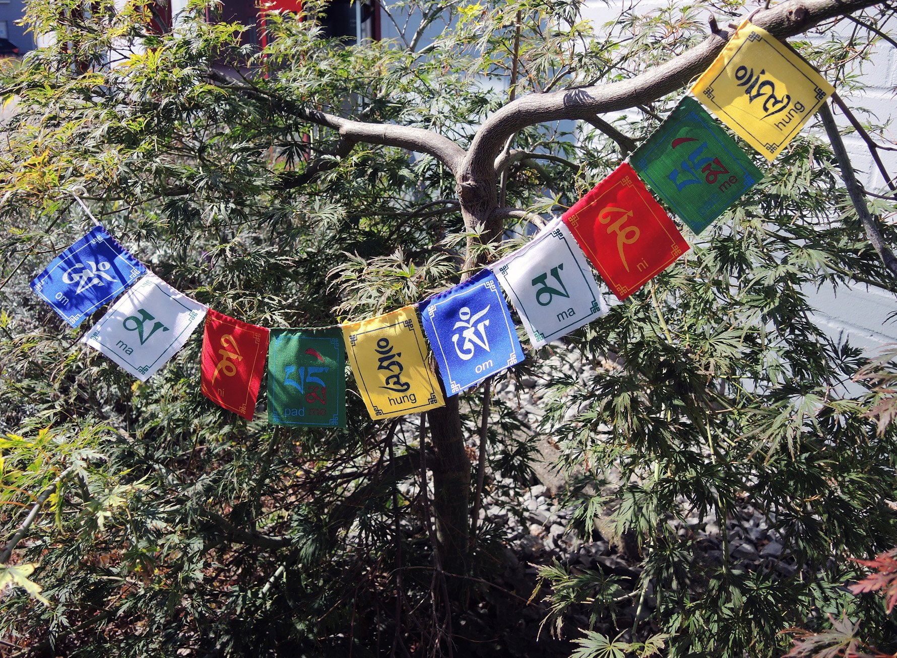 Tibetische Gebetsfahnen 'OM Mani' – 5 Farben, 10 Flaggen Pro Rolle, Ca. 145 Cm Lang (Five Element Colors)