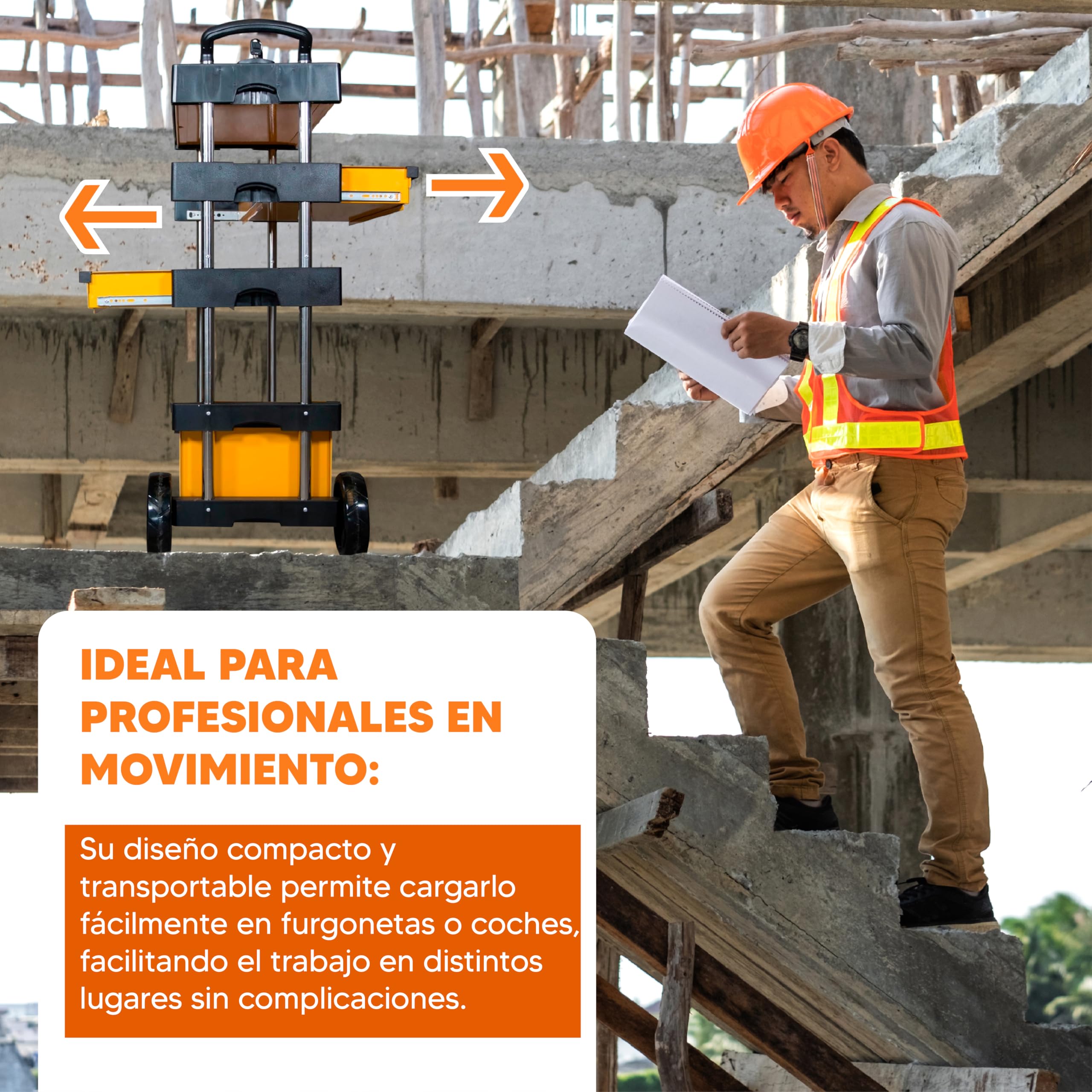 Kompak KP-KT01 Carro para Herramientas Plegable Transportable, amarillo y negro