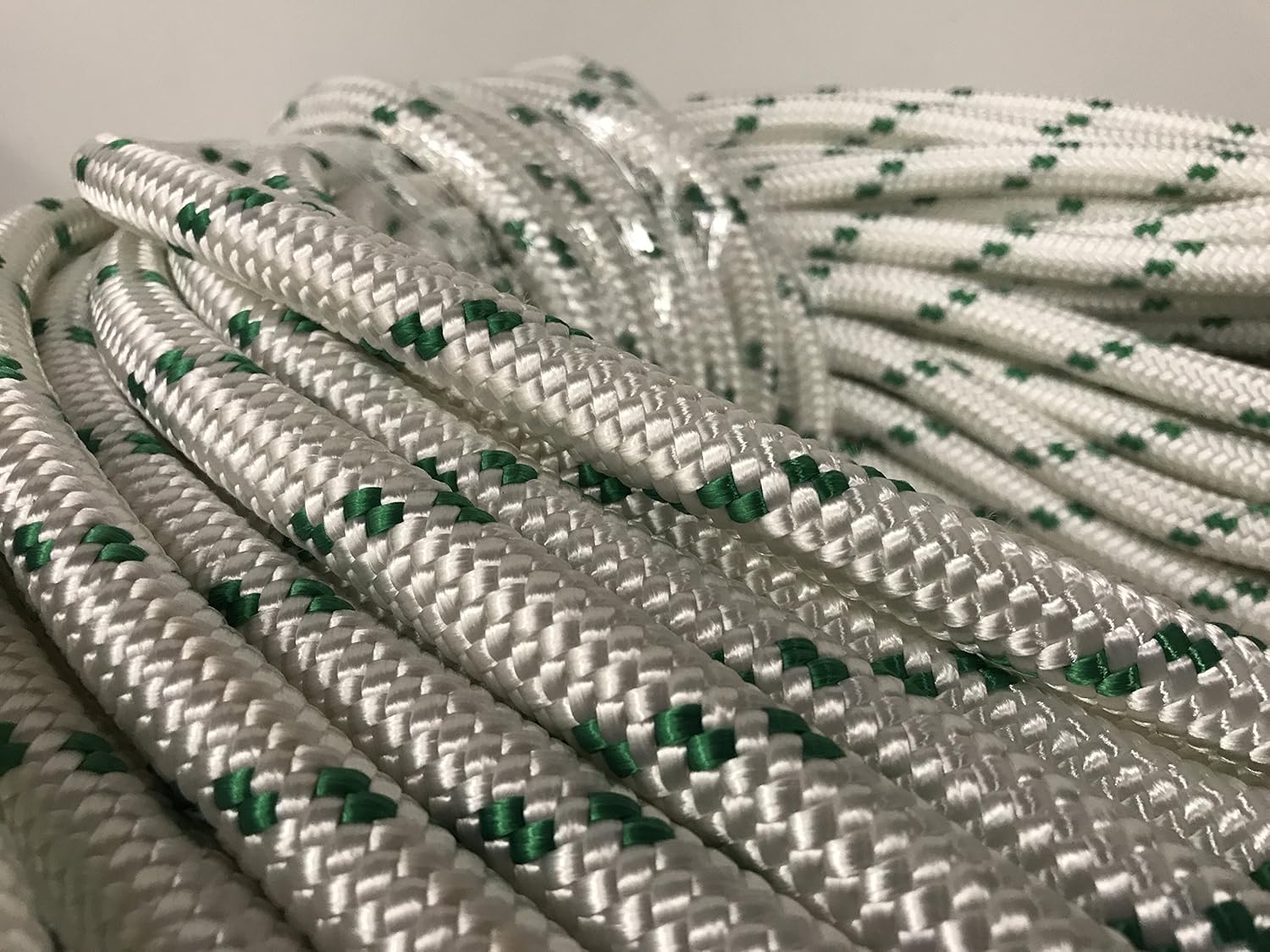 Double Braid Polyester Rope 9/16 inch White Green (200)