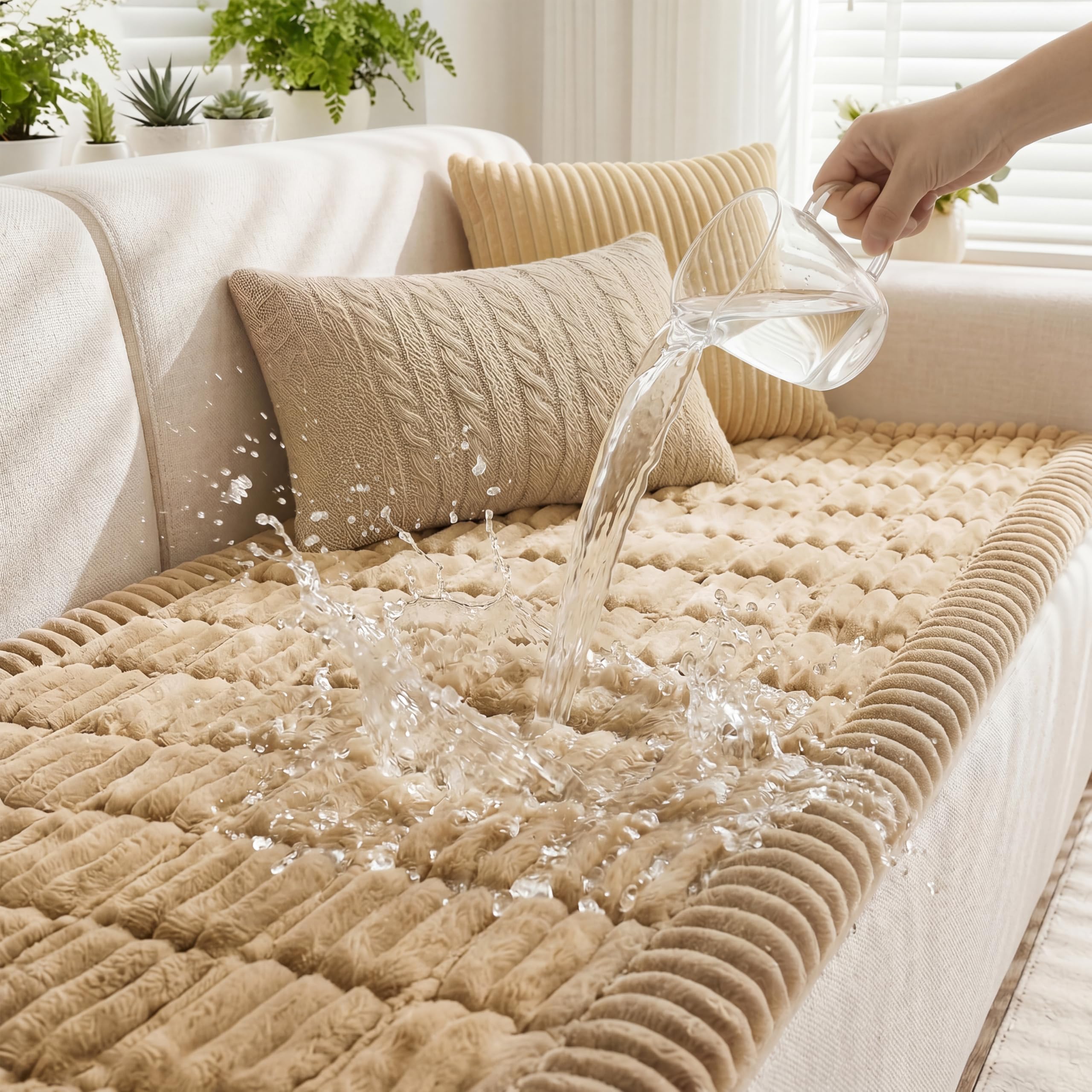 Fixwal Waterproof Flannel Dog Couch Cover, 27.6' x 59', Coffee