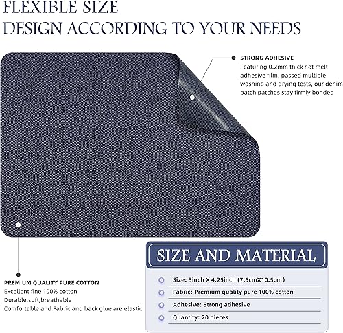 Vista 126 de KING MOUNTAIN Parche de reparación termoadhesivo, paquete de 20 piezas, parche de reparación termoadhesivo 100% algodón, 3 x 4-1/4 con pegamento