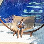 Lazy Daze Hammocks 10.5 FT Double 2 Person Caribbean Rope Hammock, Hand Woven Polyester Hammock with Spreader Bars, for Outside Outdoor Backyard Patio Poolside, 450 LBS Capacity, Tan
