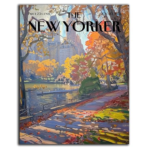 Retro Vintage New Yorker Magazine Cover Wall Art Print - 11x14 Unframed Poster - New York City Souvenirs, Cute And Trendy Wall Decor (Central Park in The Fall, 11X14)