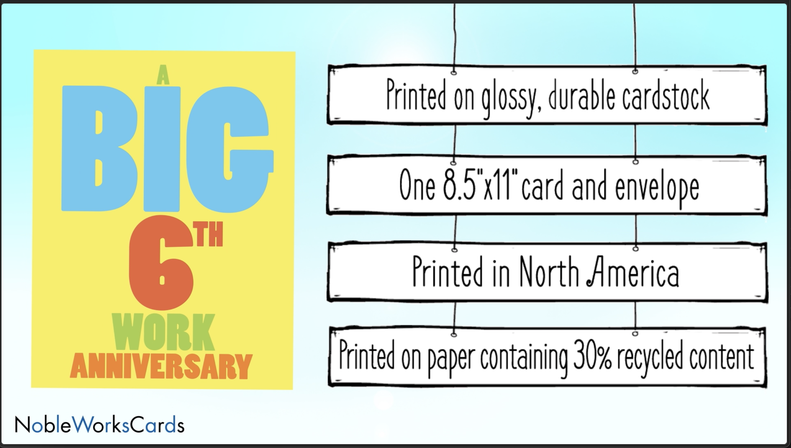 NobleWorks - Oversize 4th Milestone Work Anniversary Notecard From Us 8.5 X 11 W...