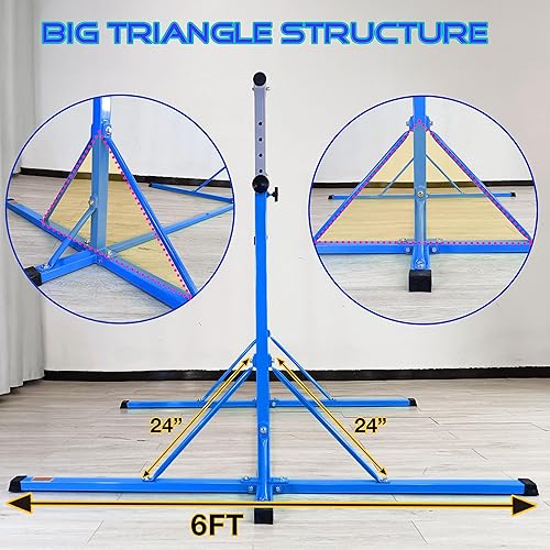 Miniatura 4 de Barra de gimnasia para niños de 5 a 20 años, altura de la barra de entrenamiento de gimnasia de 35.4 a 59 pulgadas, 45 a 71 pulgadas, longitud de la