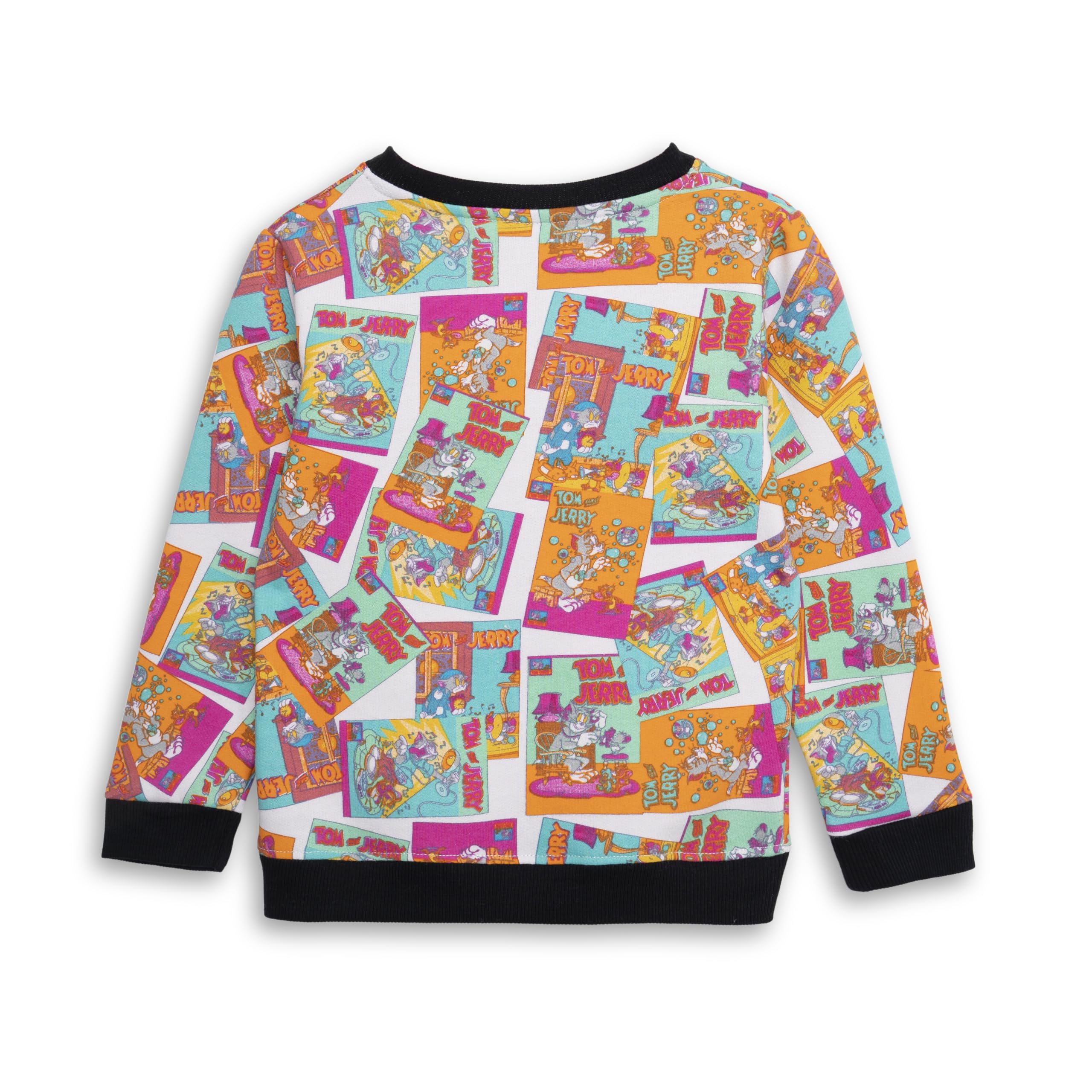 TuddyBuddy Boys & Girls Long Sleeves Sweatshirt (Cartoons AOP, 9 Months-12 Months, Off White)