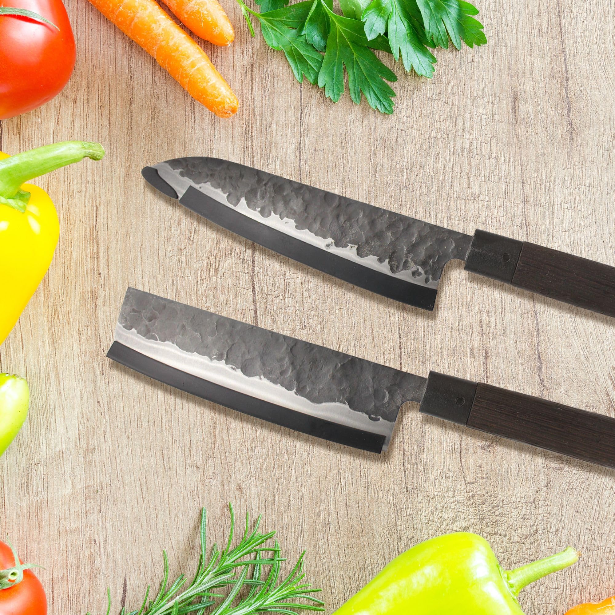 Fishtec - Coffret couteaux de cuisine haut de gamme - Lames acier japonais - Manches palissandre africain ergonomiques - Boîte cadeau élégante - Idée cadeau pour cuisiniers débutants et