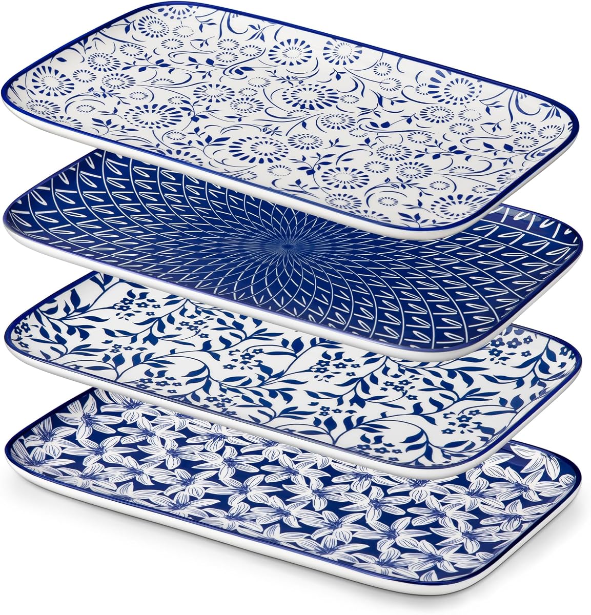 vancasso Porcelain Serving Trays for Party, Serving Platters Set of 4,Serving Dishes for Entertaining, Ceramic Party Trays and Platters for Serving Food, 12" Inch, Series SELENE