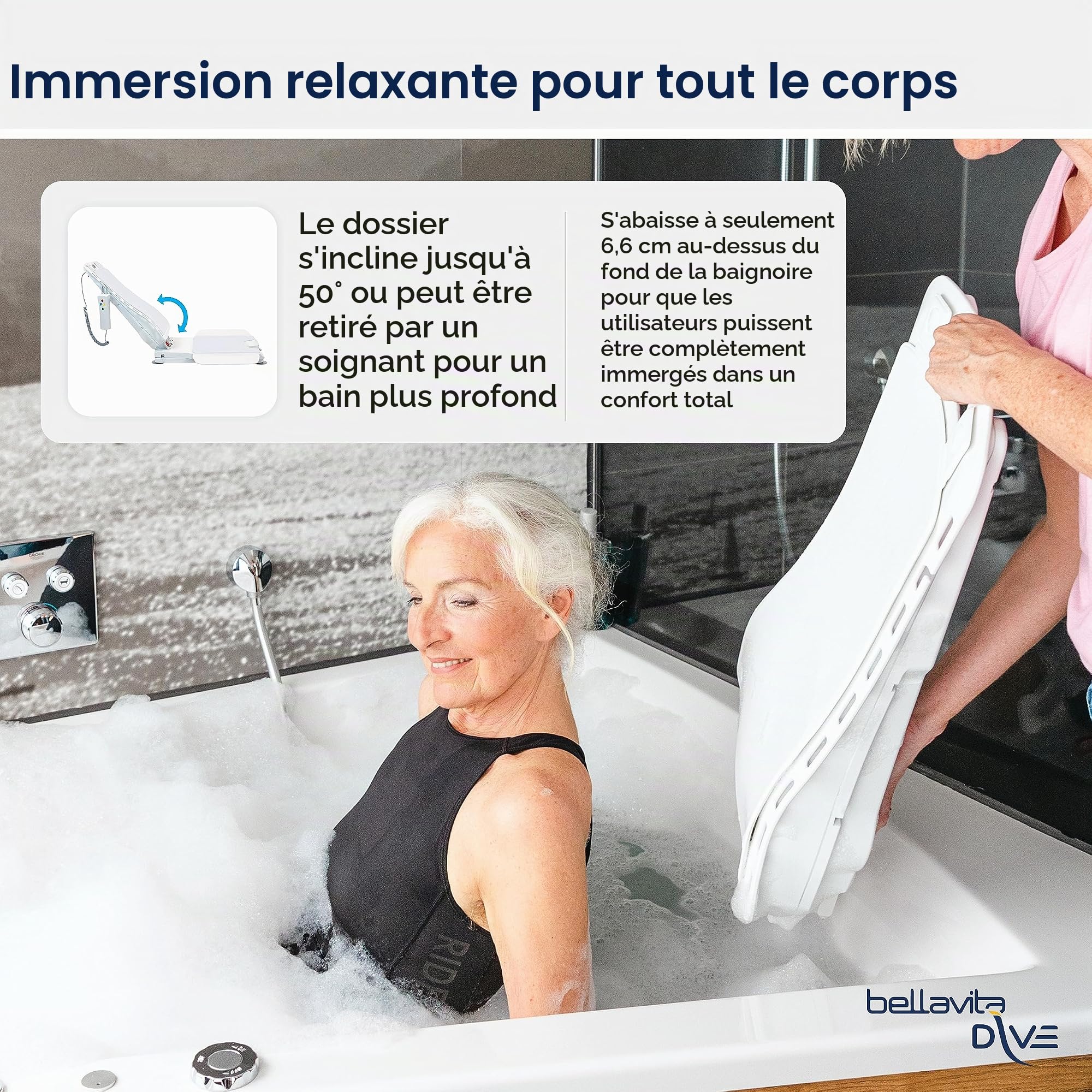 Drive Medical Bellavita Siège élévateur pour Baignoire Blanc