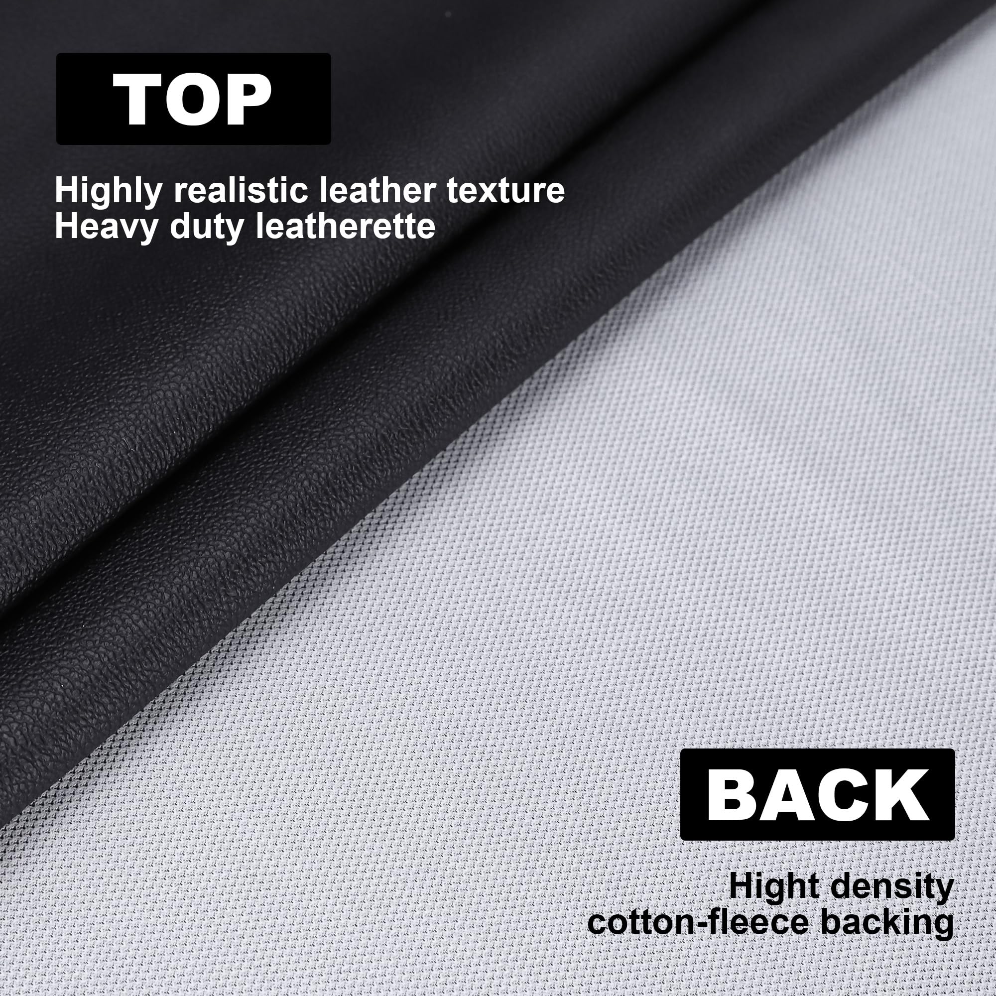 Faux Leather, Marine Vinyl PVC Leather for DIY Upholstery, Sofa Car Boat Seat Repair, Waterproof & Easy to Clean, Black (1 FT 55x12 Inch) - 3