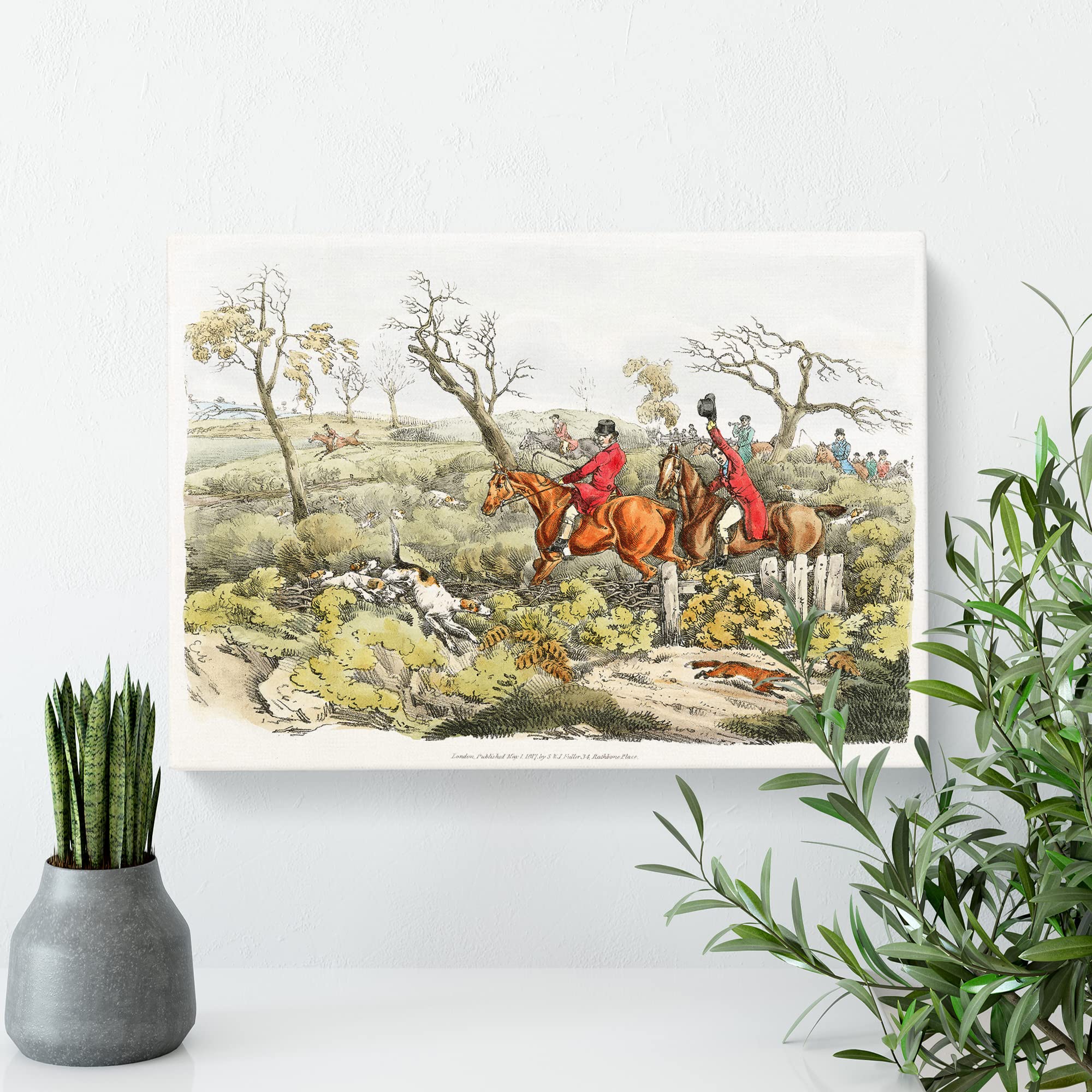 Fox Hunting By Henry Alken Canvas Print, Mixed, 25L x 50W cm - Image 3