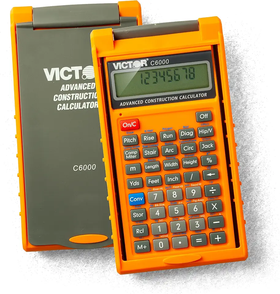 Victor Calculadora de construção avançada C6000 com capa protetora em formas fracionárias ou dimensionais, perfeita para carpinteiros, renovadores, construtores, empreiteiros, estimadores