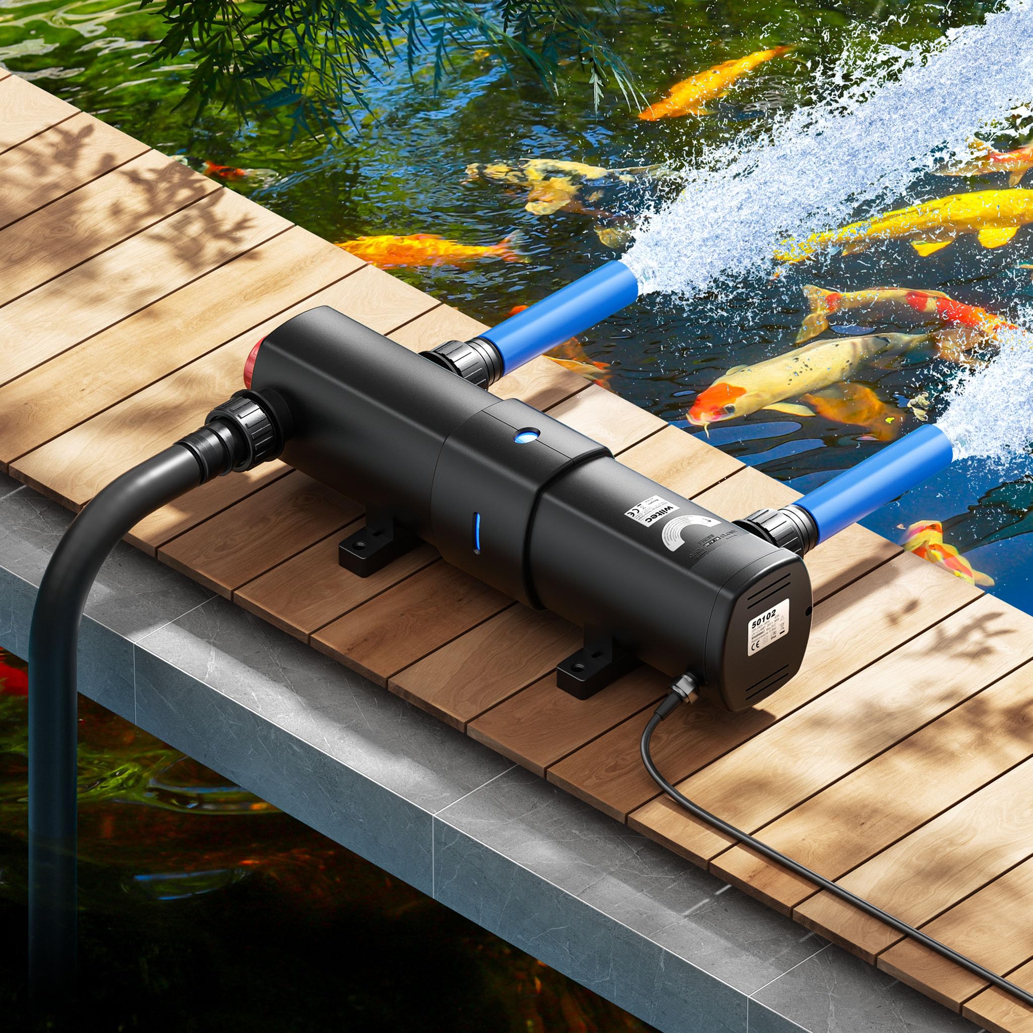 SunSun CUV-236 Stérilisateur Clarificateur de bassins ou d’étang - débit Max. de 6000 l/h - avec Lampe Rayons UV-C 36 W - pour Poissons et Plantes Aquatiques - Cours d’Eau en hélice - 3