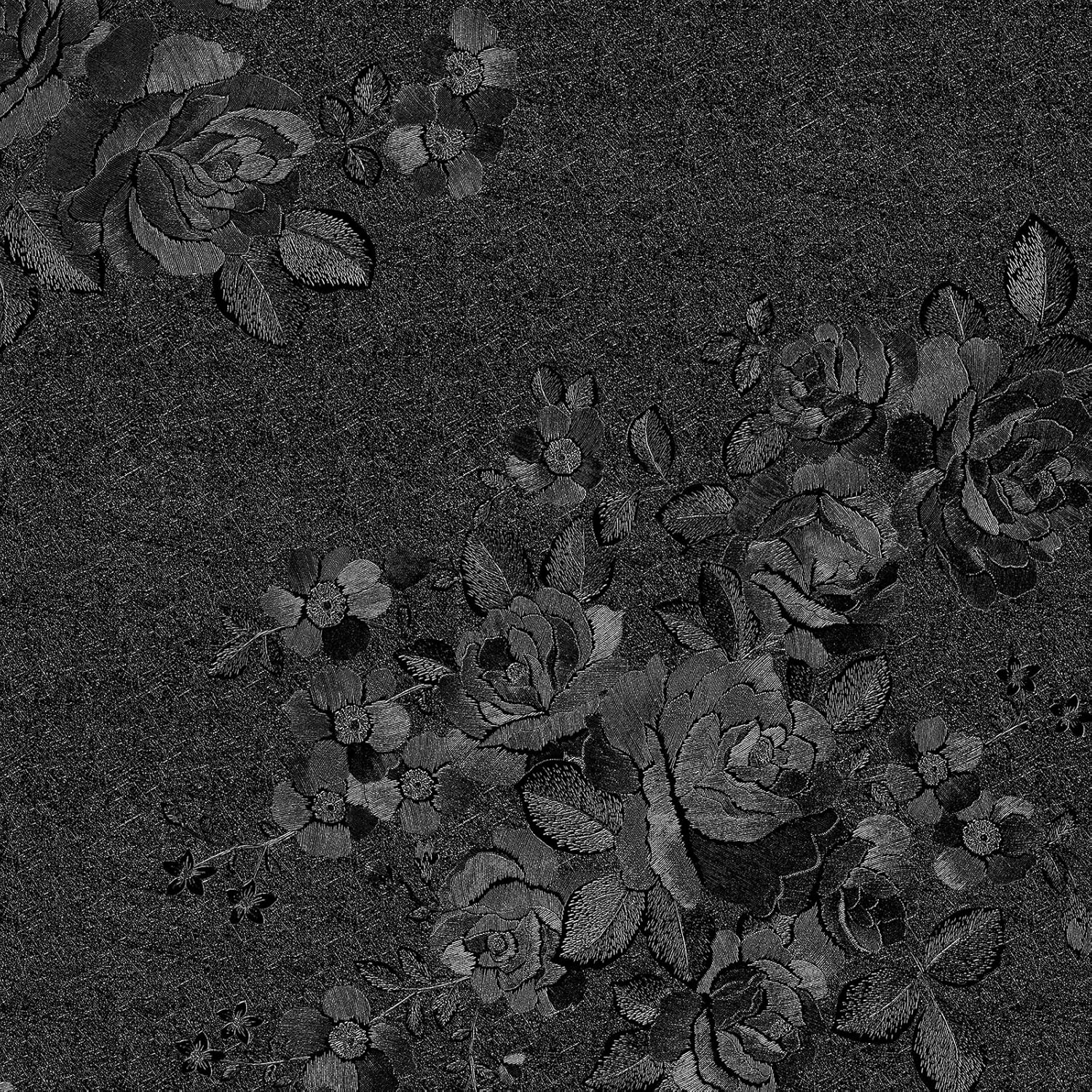Decotalk 30"x120" Floral Embossed Wallpaper Stick and Peel Black Floral Wallpaper for Bedroom Bathroom Textured Contact Paper Peel and Stick Embossed Vinyl Wall Paper Textured Removable