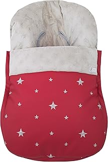 Saco funda polar de invierno universal grupo 0 maxicosi en polipiel bordada y tejido minky de estrellas extra-suave. Modelo dikson rojo y gris