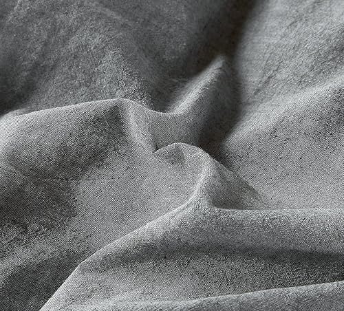 Miniatura 10 de Eikei Juego de funda de edredón de algodón lavado, color sólido, estilo casual, moderno, relajado, tacto suave, aspecto arrugado natural (polvo de