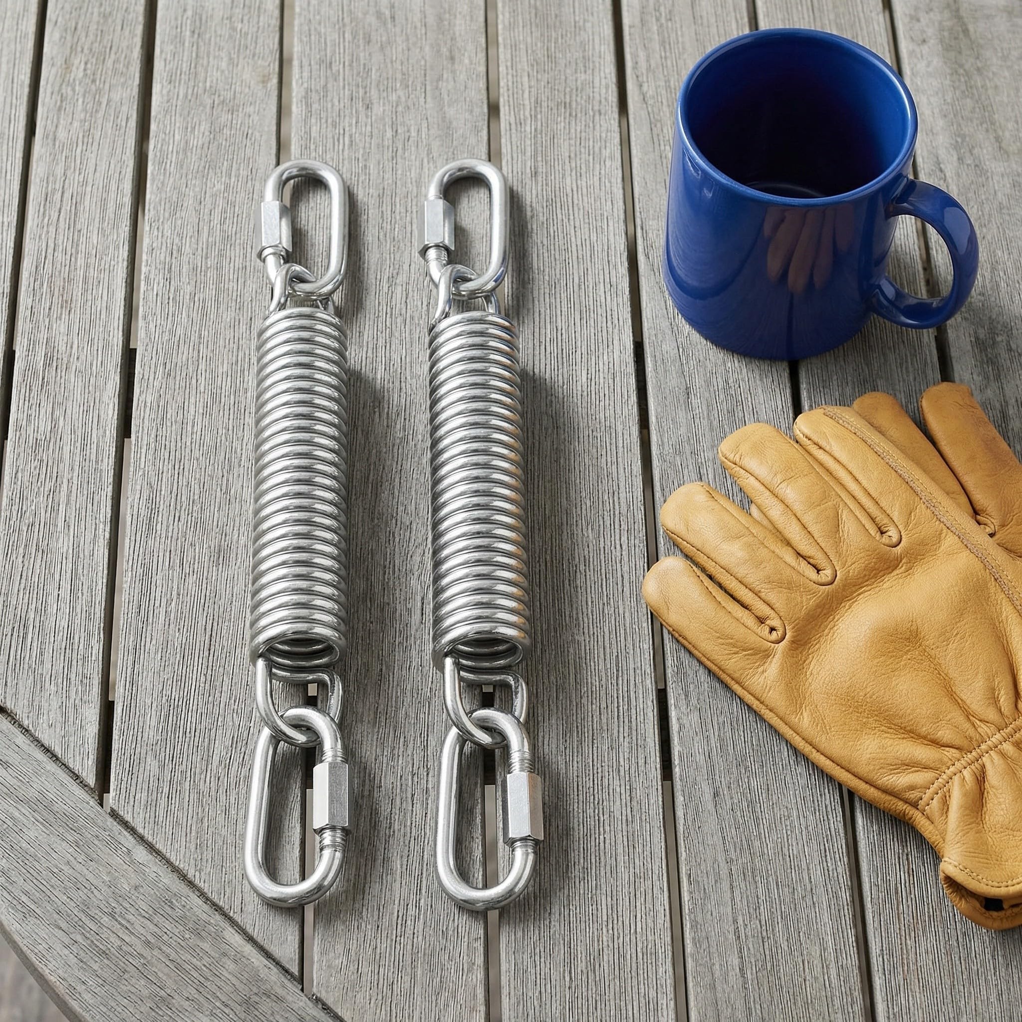 2 Sätze Schwingfeder mit Geschlossenen Ringen aus Stahl Silber für Hängesessel Schwerlast 7,9 Zoll für Hängematte und Schaukelstuhl für Terrasse und Heimaktivitäten