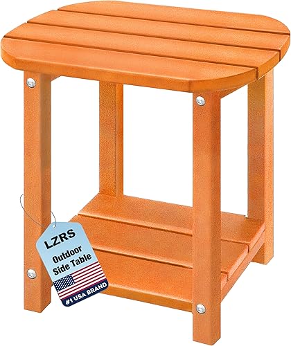 Miniatura 17 de LZRS Mesa auxiliar doble Adirondack, mesas auxiliares de exterior, mesas auxiliares para patio, jardín trasero, piscina, compañera de interior, Negro