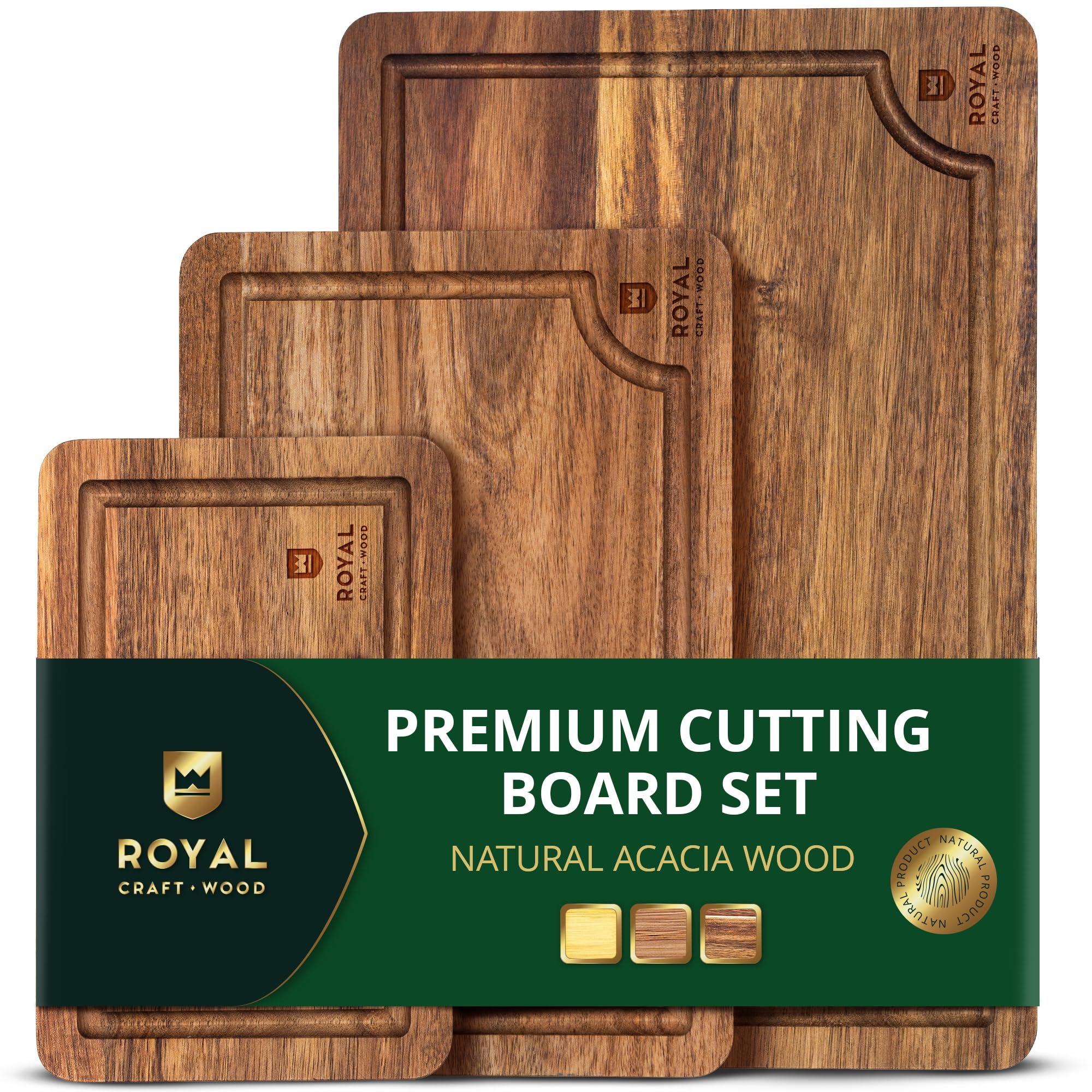 ROYAL CRAFT WOOD Wooden Cutting Boards for Kitchen Meal Prep & Serving