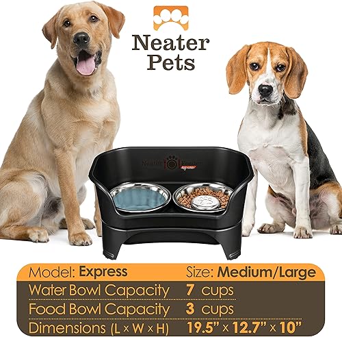 Miniatura 6 de Neater Feeder Express by Neater Pet Brands - Cuencos para perros medianos o grandes, color negro de medianoche paquete que incluye cuenco de