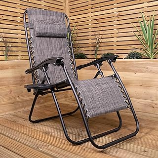 Samuel ALEXANDER Multi Position Garden Zero Gravity Relaxer Chair Sun Lounger in Mixed Grey