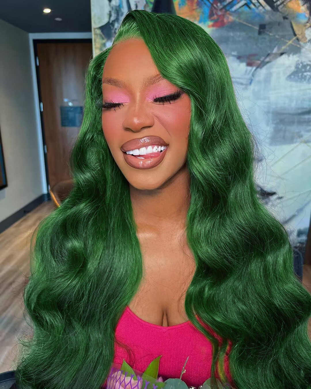 【廃盤/新品】ビバーチェ HAIR FRESH ウォーターグリーン Amazon.com : Dark Green Lace Front Wigs Human Hair Body Wave 13x4