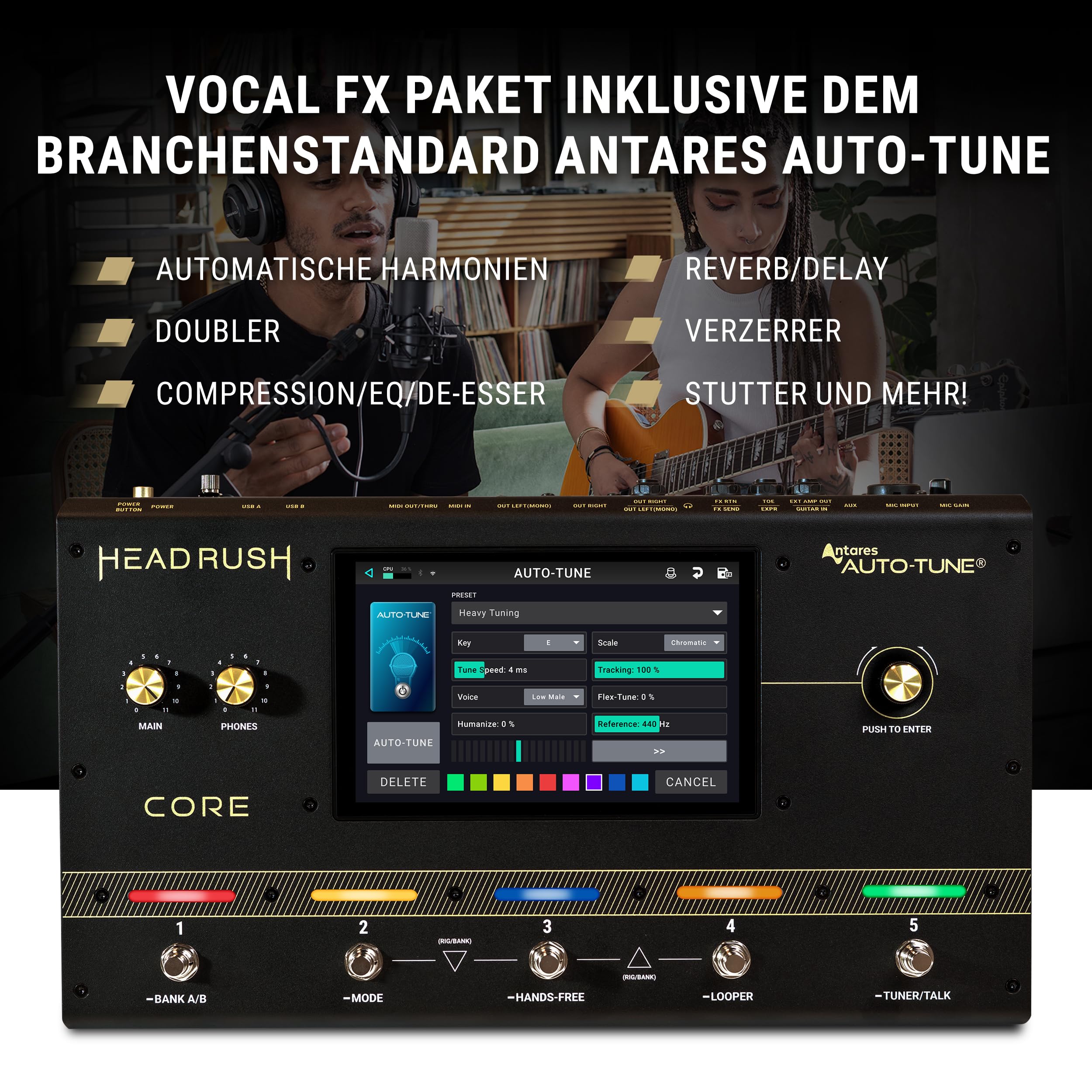 HeadRush Core - Gitarre und Vocal Multi Core Effekt Amp Modelling Prozessor mit Cloning, Looper, Antares Auto-Tune, WLAN, Touchscreen und Bluetooth