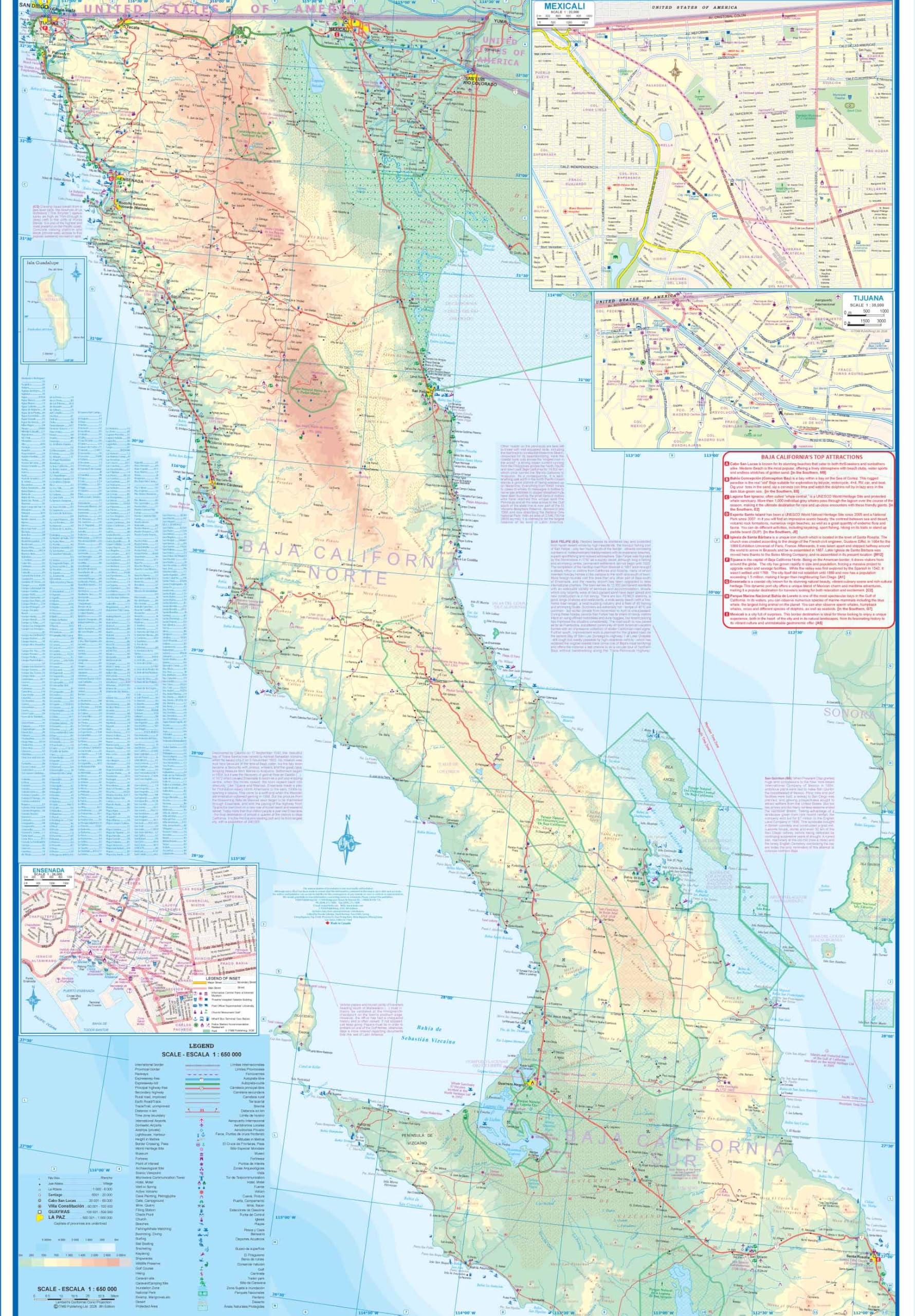 Mexico: Baja California Travel Reference 1:650,000 WP - 2026 Edition