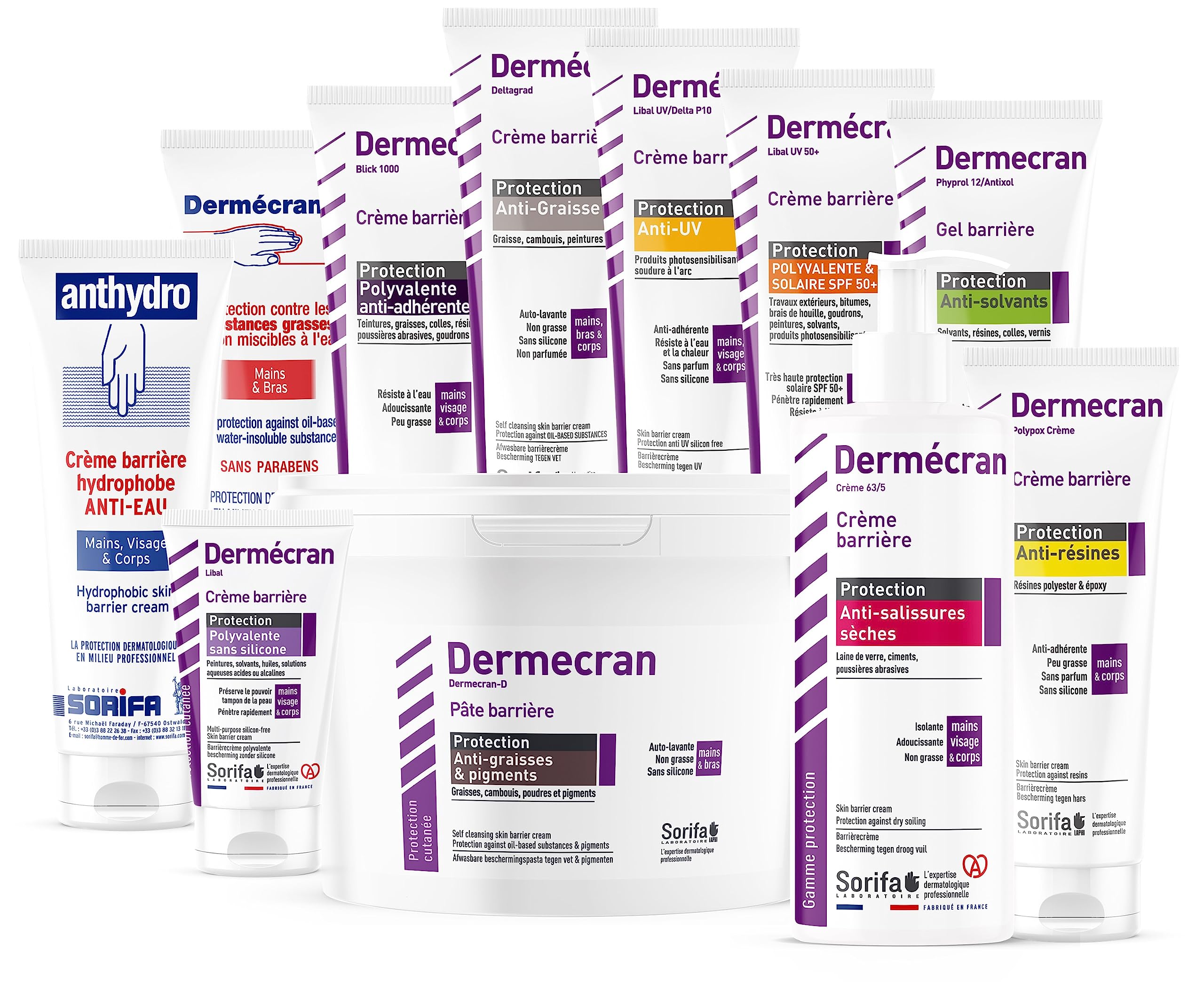 Juego de 3 – Dermecran – Crema barrera – Protección UV – Soldadura – Productos fotosensibilizantes – Manos, cara y cuerpo – Alta tolerancia – Tubo 125 ml.