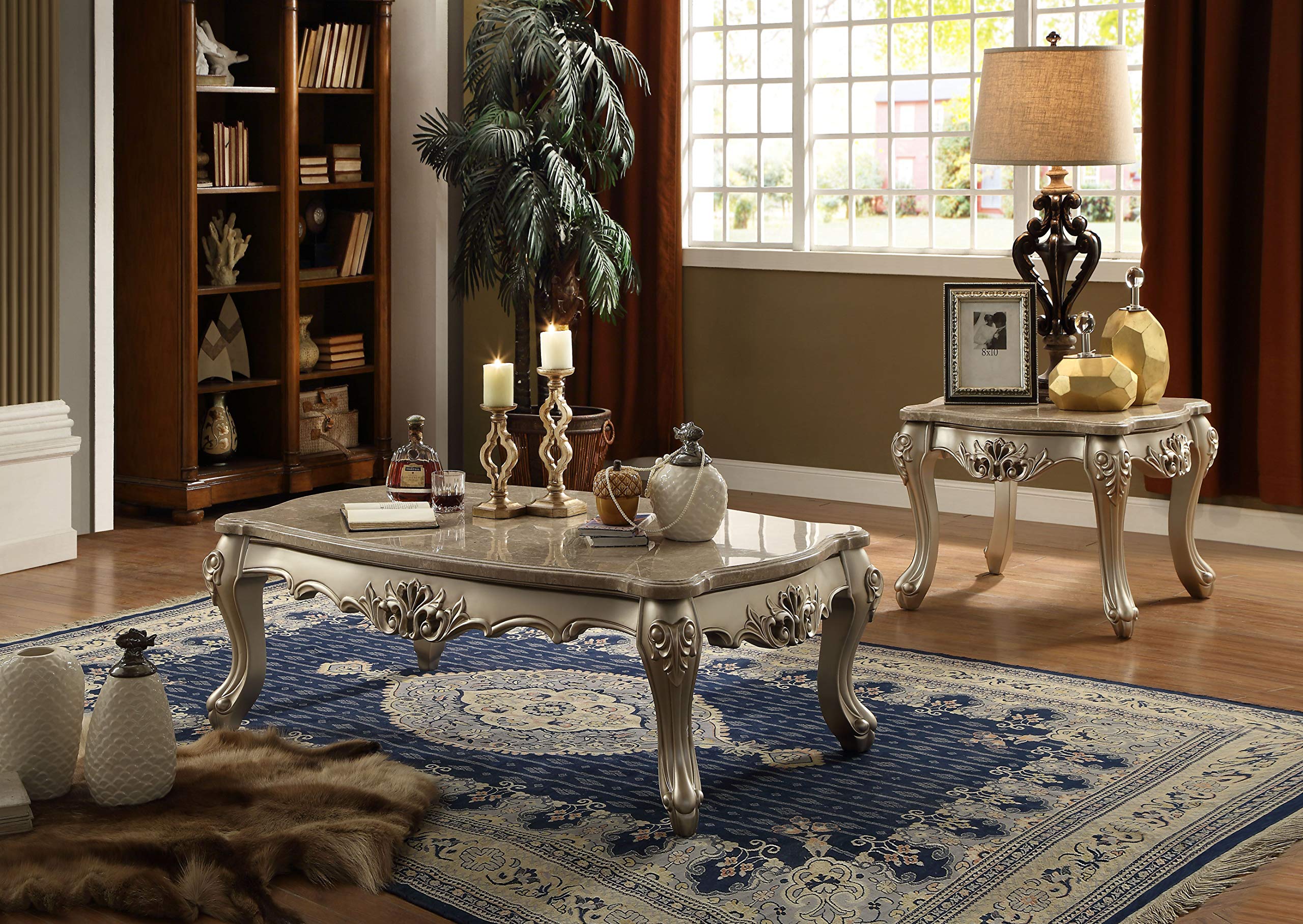 Amazon.com: Acme Coffee Table,Marble and Champagne : Home & Kitchen