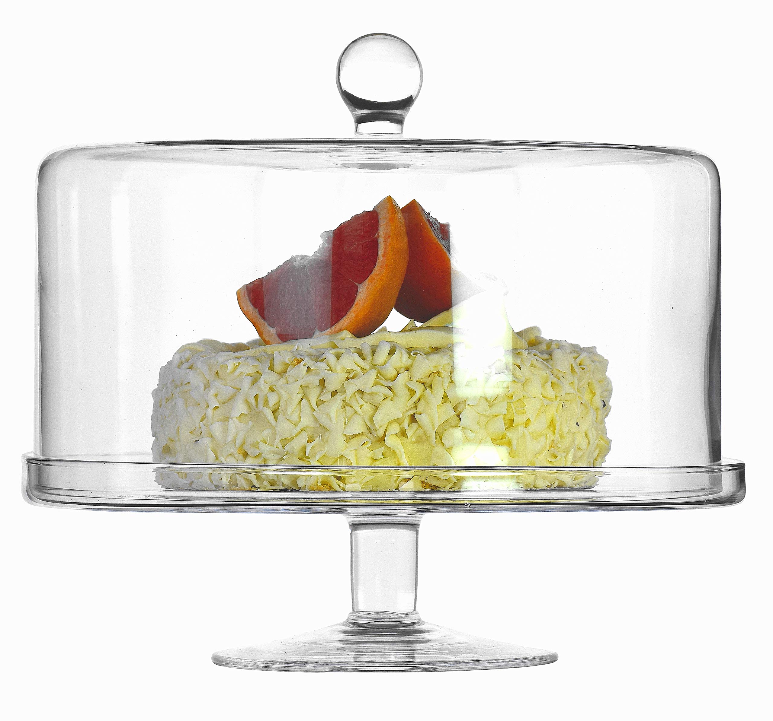 SOLAVIA Clear Glass Large Cake Patisserie Stand And Dome Cloche H28cm D32.5cm Housewarming Party Family Décor Gift