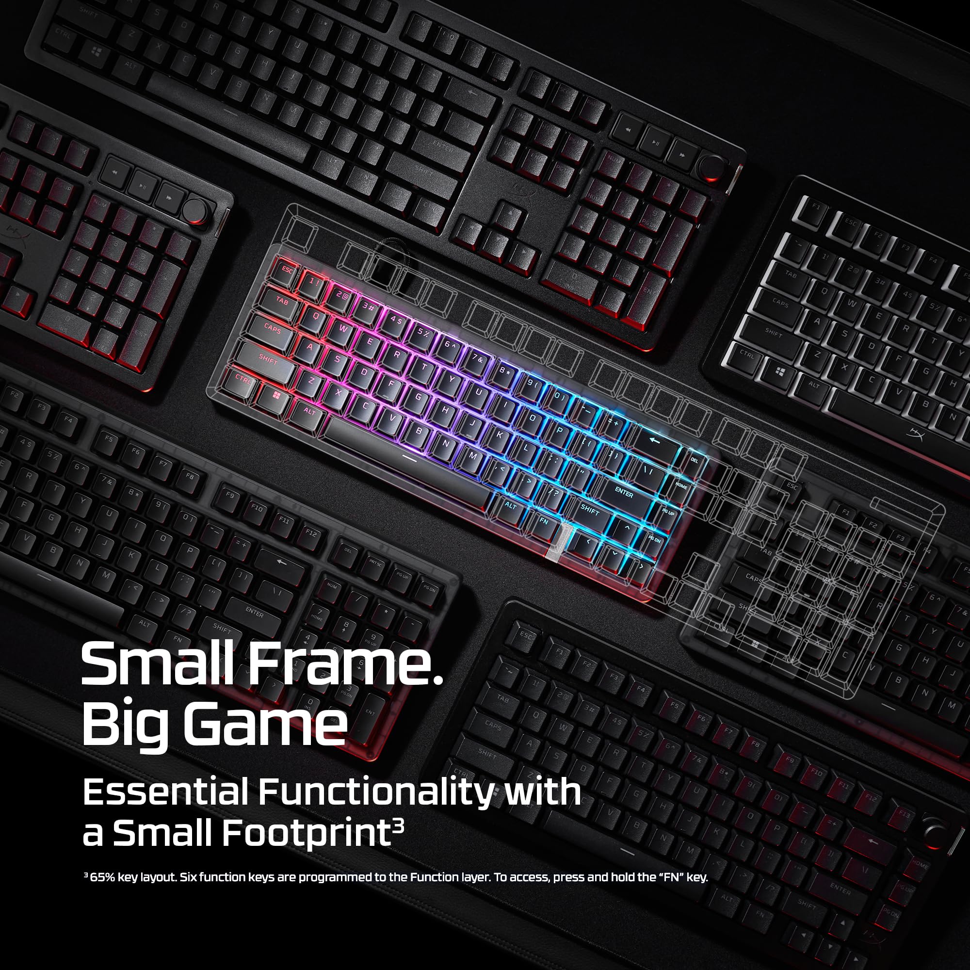 HyperX Origins 2 Pro 65 - Gaming-Tastatur, PC, magnetische Linearschalter, Schnellauslöser, austauschbares Gehäuse, Hotswap-Schalter, hohes Profil, 65-Layout, 8k Polling, Einstellbarer Winkel