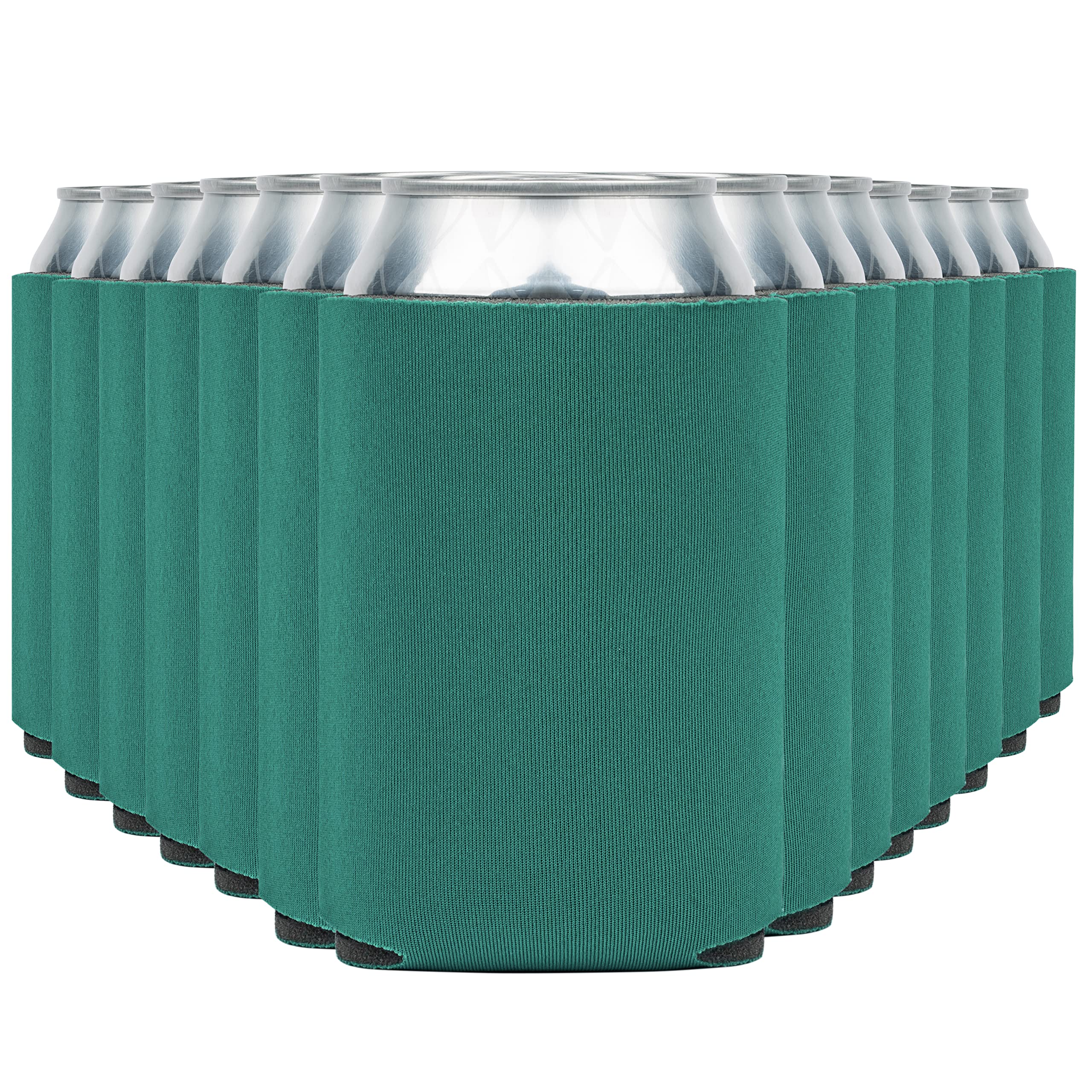 Blank Beer Can Cooler Sleeves (110-Pack) Soft Insulated Beer Can Coolies - HTV Friendly Blank Koolies in Bulk for Beer Cans &amp; Bottles - Coolie Blanks for Vinyl Projects &amp; Wedding Favors (Teal)