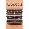 Variety Pony Hair Tie Bracelets - 10 Pack Elastic Bands for Thick or Thin Hair, Ponytails, Prevents Breakage, Brown and Black