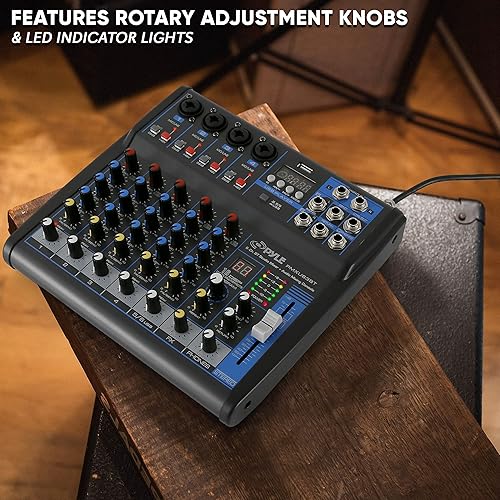 Vista 12 de Pyle Mezclador de audio profesional, consola de escritorio, sistema de escritorio, interfaz digital USB Bluetooth MP3 entrada de computadora 48 V