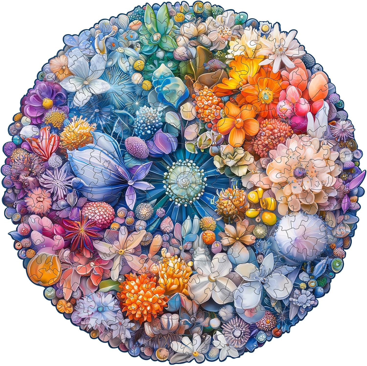 Product image of Wooden Puzzles for Adults - Colorful Phytoplankton Wood Puzzles Adult - Unique Animal Shape Wooden Jigsaw Puzzles for Adults - Birthday Gifts for Puzzle Lovers, Family (11.4 * 11.4in)