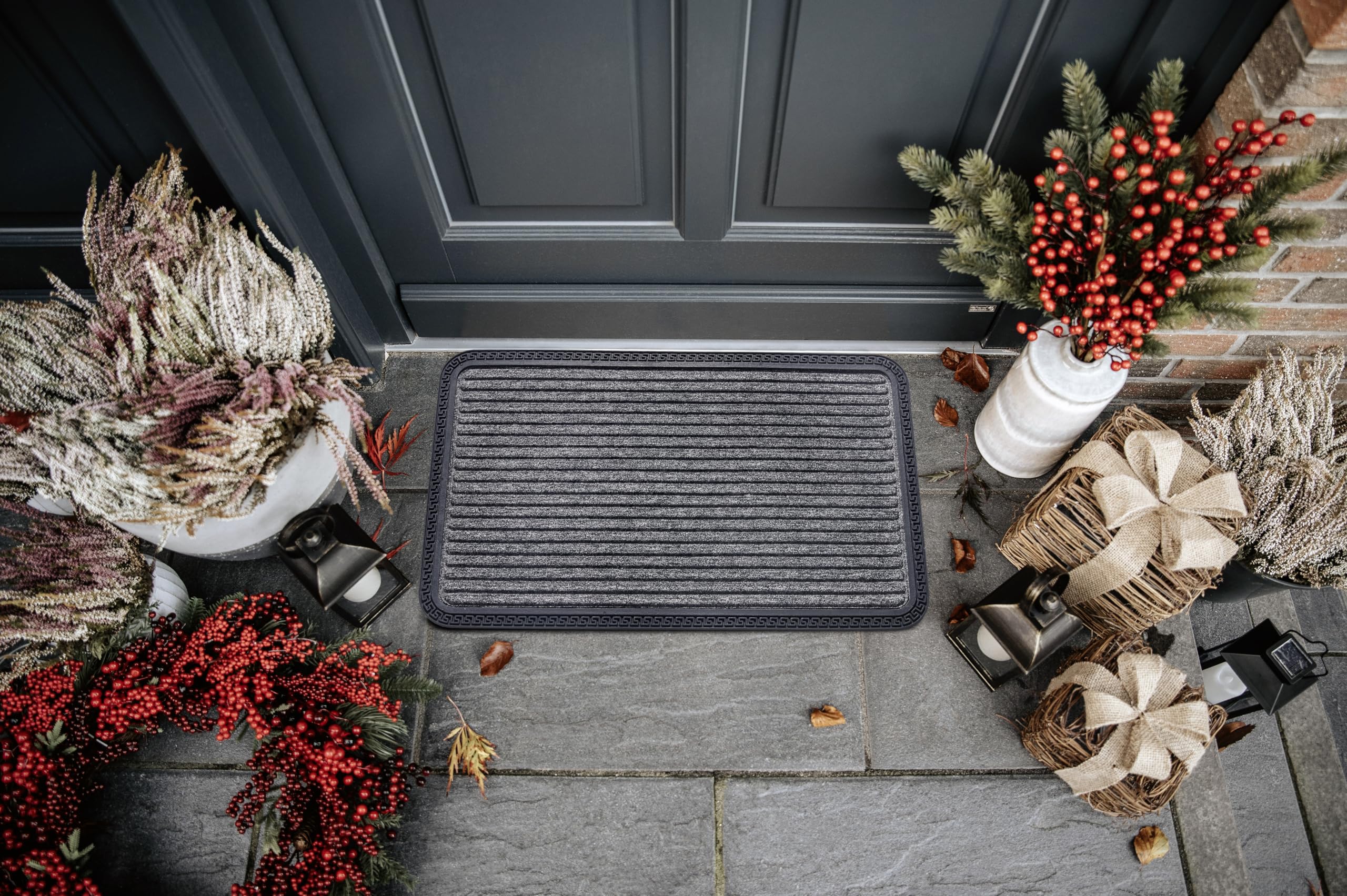 HANSE Home Mix Mats Paillasson pour intérieur et extérieur, antidérapant, résistant aux intempéries, pour Couloir, terrasse, entrée, 45 x 75 cm, Gris