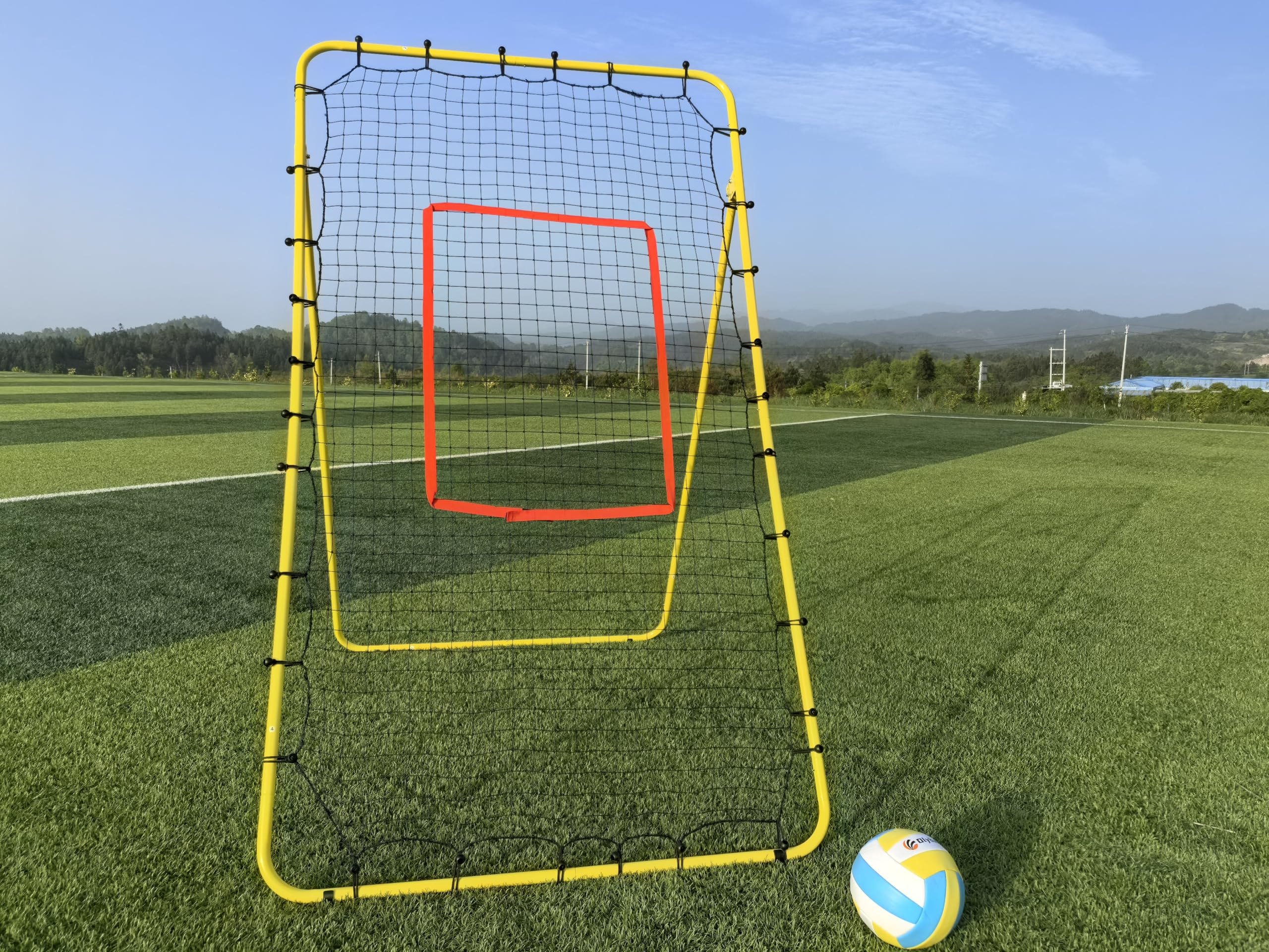 Filet De Rebond Volley 2,1 X 1,2 M – 6 Angles Réglables, Piquets Métal – Pour Volley, Foot Ou Basket