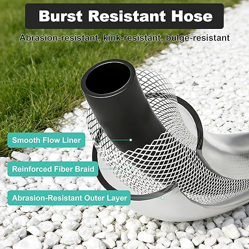 Miniatura 4 de Carrete de manguera de jardín retráctil, carrete de manguera de agua duradero de 100 pies x 1/2" montado en pared con soporte giratorio de 180°,