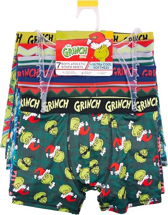 Dr. Seuss Boys' The Grinch Who Stole Christmas Athletic Boxer Briefs Sizes 2/3t-10