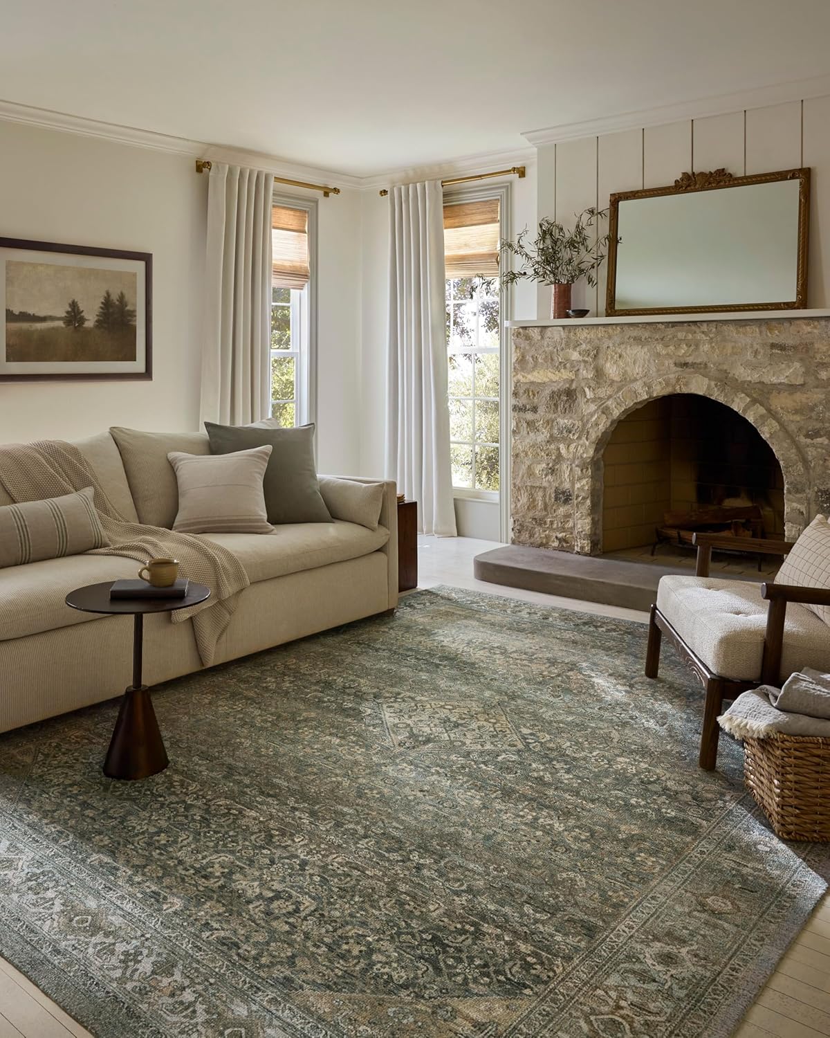 Loloi Magnolia Home by Joanna Gaines Wimberly Collection WYM-03 Lagoon/Wheat 2'-3" x 3'-9" Accent Rug Lagoon / Wheat 2'3" x 3'9" (Rectangular)