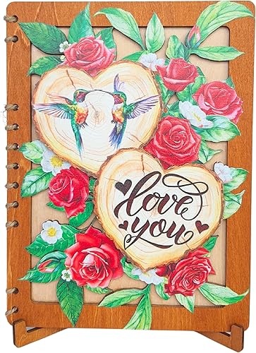 HEARTAGS Tarjeta del día de San Valentín, tarjetas de cumpleaños de madera con corazón para mujeres, mamá, 6 x 8 pulgadas, tarjetas de feliz