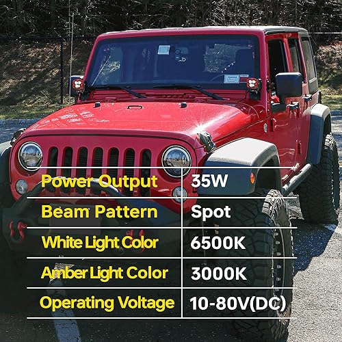 Miniatura 6 de Luces antiniebla LED de conducción para motocicleta, 3 pulgadas, 2 unidades, 35 W, blanco ámbar, amarillo, iluminación auxiliar pequeña para