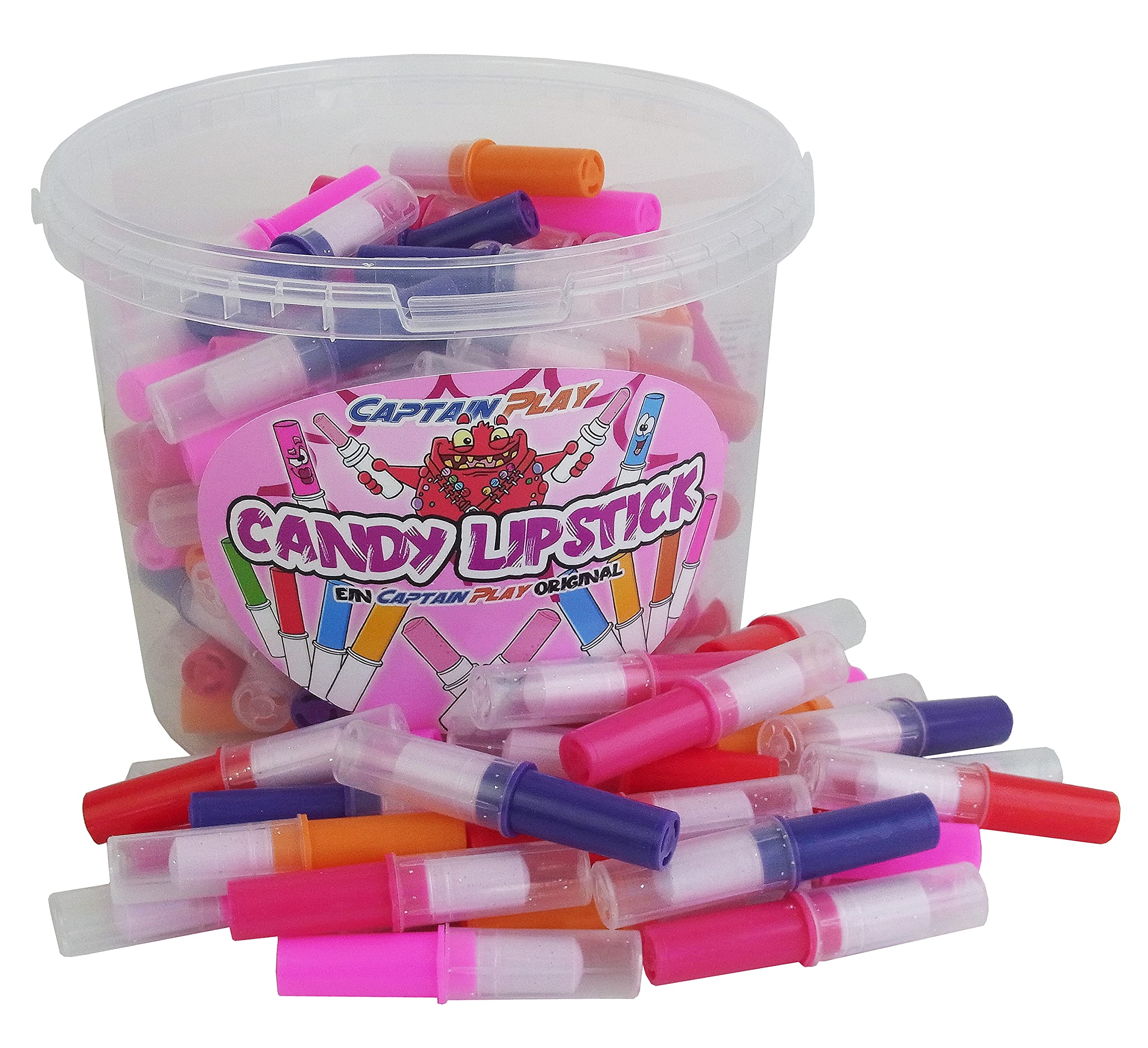 CAPTAIN PLAY Candy Lipstick - 100 piezas, Dulces Americanos, 400g