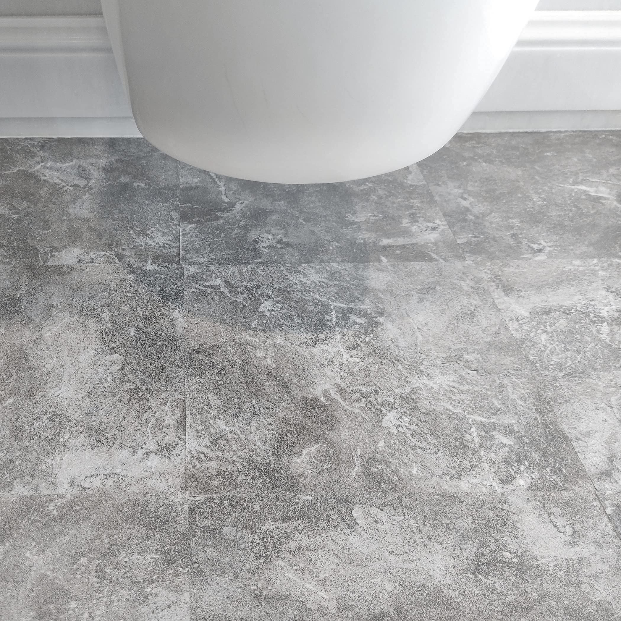 Peel and Stick Floor Tile 24Pcs Light Gray Marble Vinyl Flooring 12"x12" Durable Waterproof Non-Slip Vinyl Tiles Removable Stickers Tile for Kitchen Living Room Bedroom Bathroom