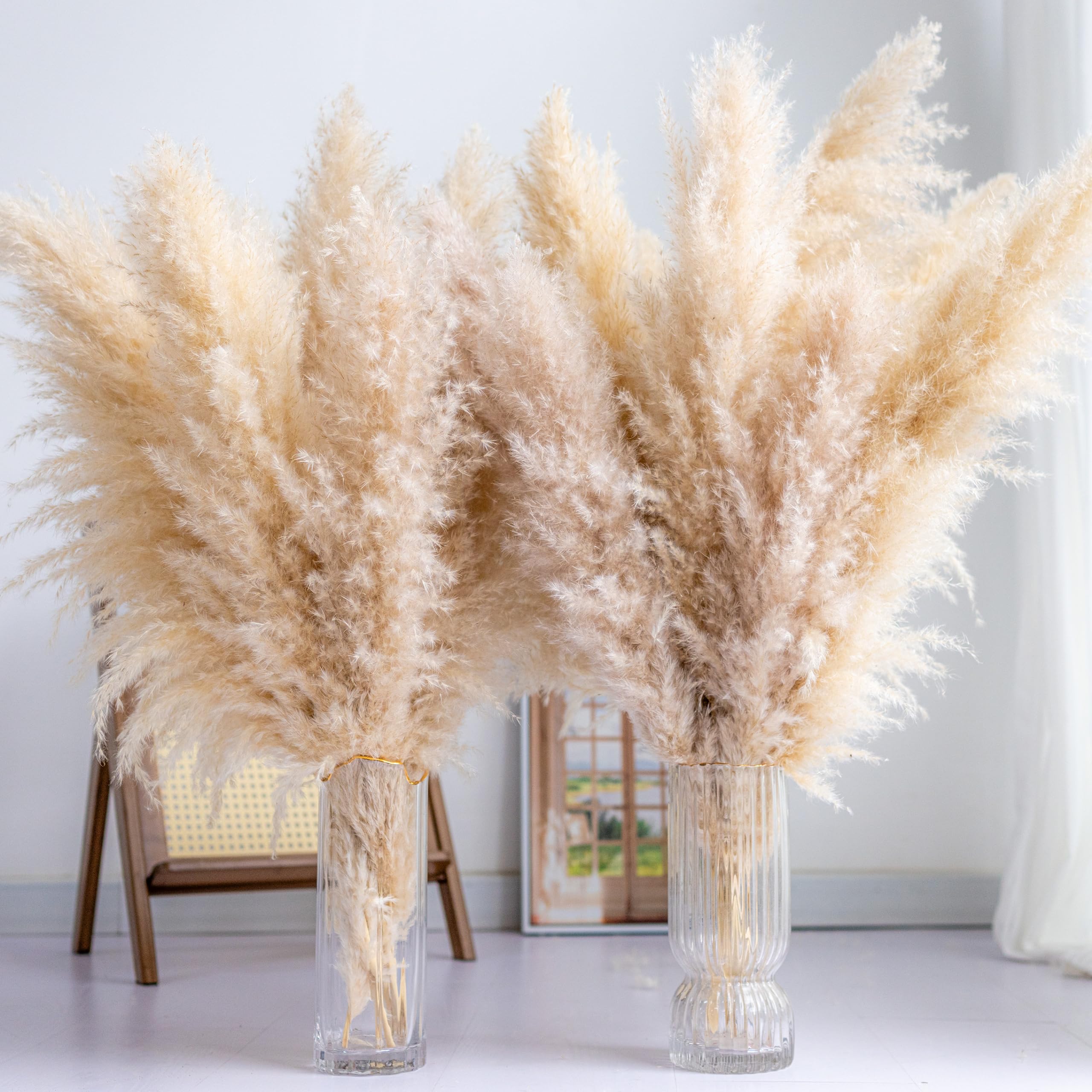 Tall Pampas Grass 30PCS Boho Decor Natural Home Decor Phragmites Dried Flowers Bouquet for Wedding Floral Arrangements Home Decorations (30PCS Tall Pampas Grass)