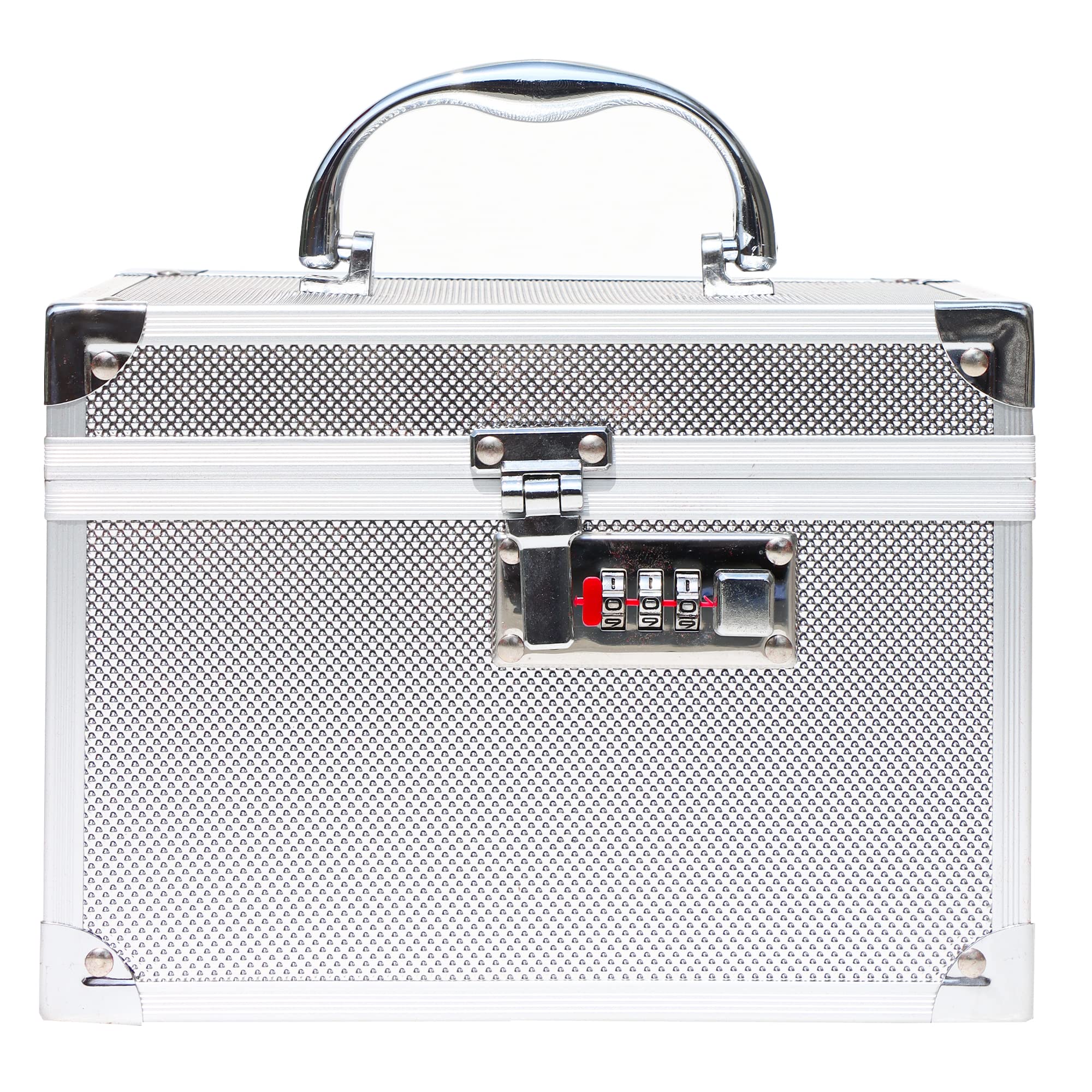 Adson Professional Beauty Women's Makeup Bag, Cosmetic Box, Vanity Case/Box, Trousseau Box, Bridal Jewellery Organiser (Diamond Silver)-image-46